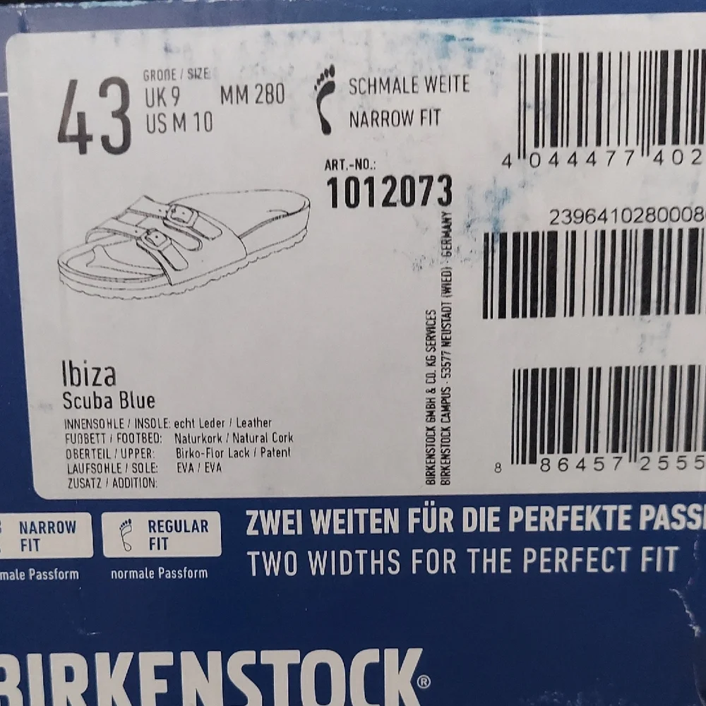 Birkenstock Ibiza Scuba Blue Men's Size 10N Slide Sandals NWT Preppy Vacation